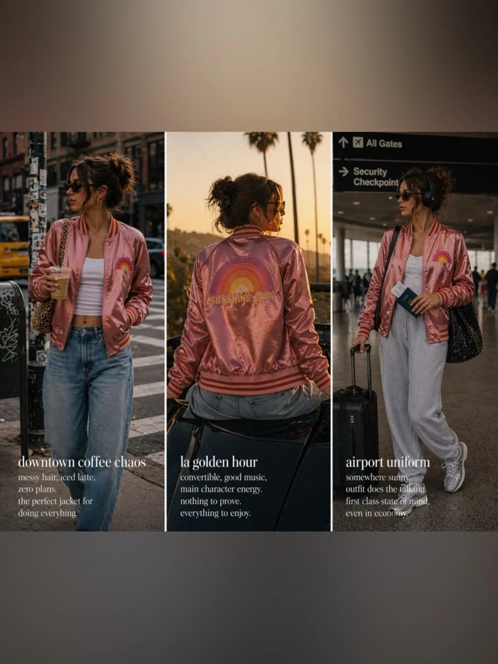 MOTHER “Sunshine City” Satin Letterman Bomber Jacket | size Small | EUC - Picture 2 of 16